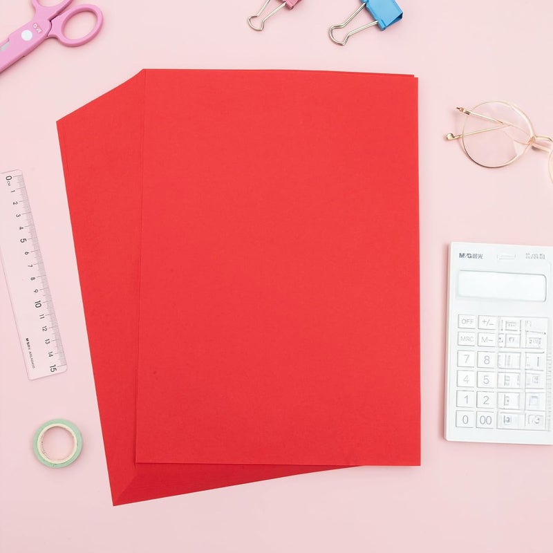 MG 100 Sheets Red Copy Printing Paper, 8.3 X 11.7 inch Color Printer Papers, Red Construction Paper for Card Making Scrapbooking School Office Party DIY Craft - Image 2